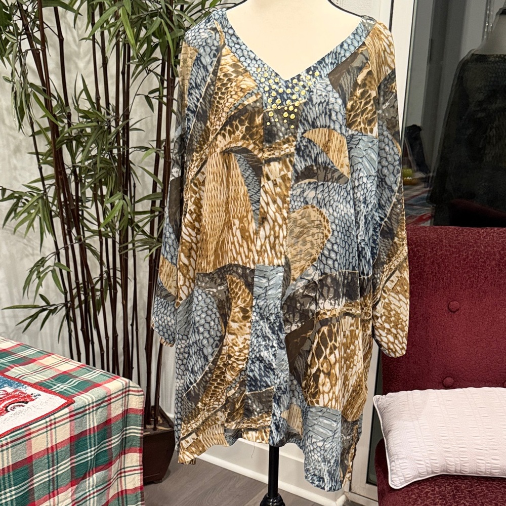 Maggie Barnes Multicolor Sheer Blouse